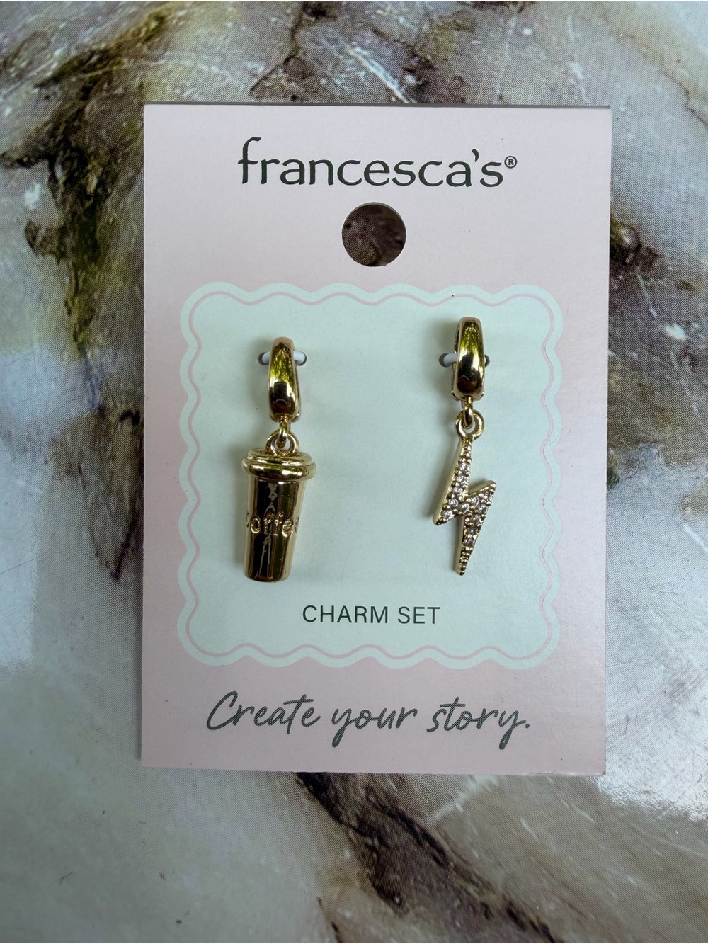 francesca's White and Gold Earring Set